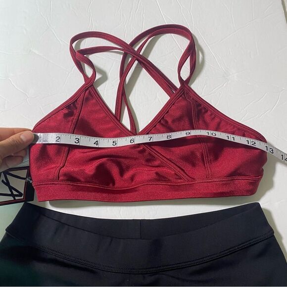 LA dance solo convention tryouts burgundy red black 2 piece MA-Medium adult NEW - Picture 6 of 11